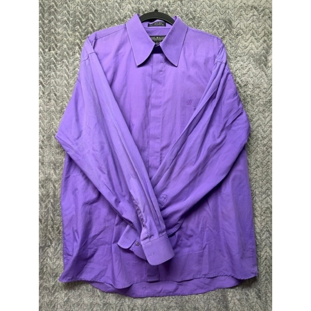 Daniel Ellissa Mens Purple Long Sleeve Dress Shirt 17.5 36-37 Button Down 0727